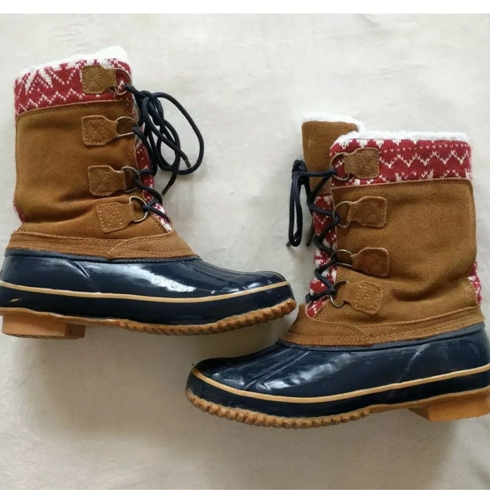 KHOMBU Duck Boots 6.5 Tan Red Nordic Winter Boot